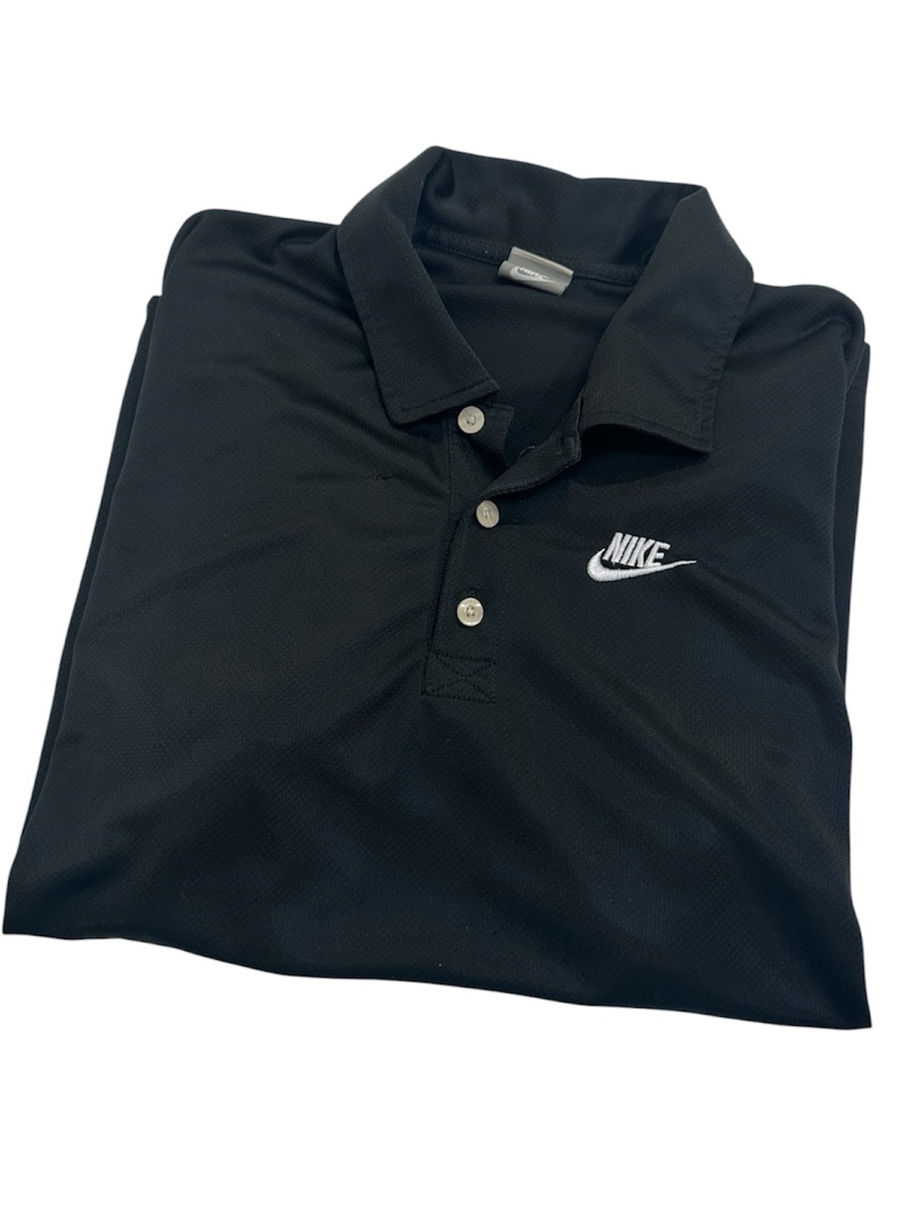 Nike Black Polo with White Swoosh Embroidered Logo